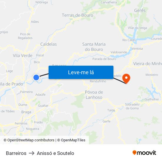 Barreiros to Anissó e Soutelo map