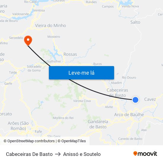 Cabeceiras De Basto to Anissó e Soutelo map