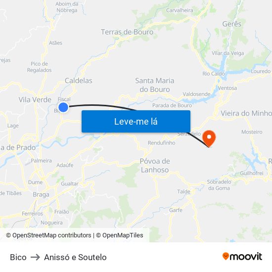 Bico to Anissó e Soutelo map