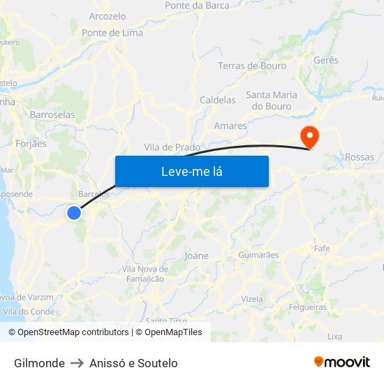 Gilmonde to Anissó e Soutelo map