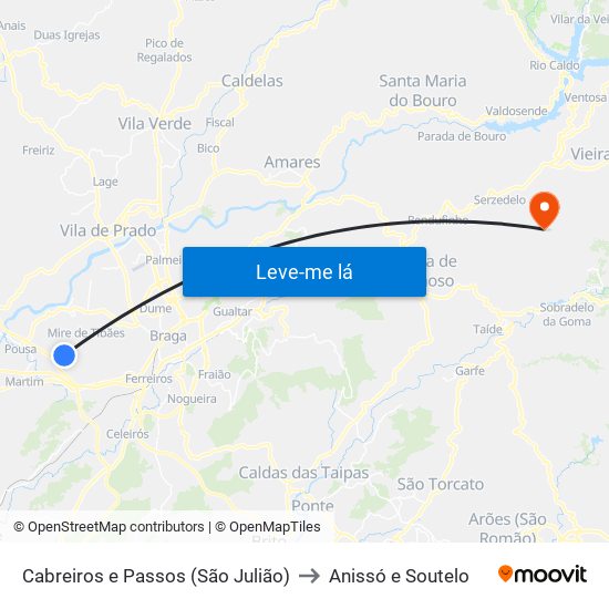 Cabreiros e Passos (São Julião) to Anissó e Soutelo map
