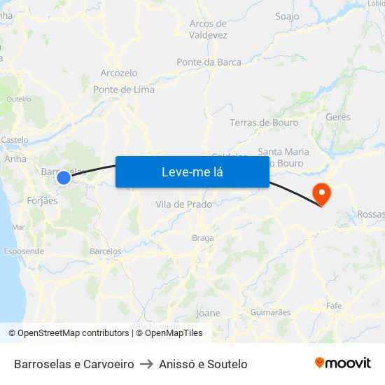Barroselas e Carvoeiro to Anissó e Soutelo map