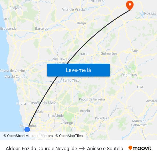 Aldoar, Foz do Douro e Nevogilde to Anissó e Soutelo map