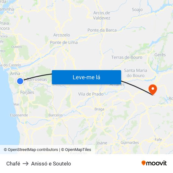 Chafé to Anissó e Soutelo map