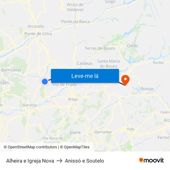 Alheira e Igreja Nova to Anissó e Soutelo map