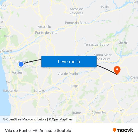 Vila de Punhe to Anissó e Soutelo map