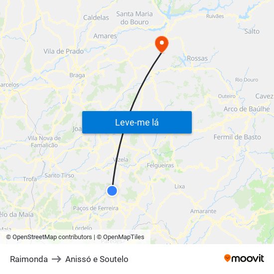 Raimonda to Anissó e Soutelo map
