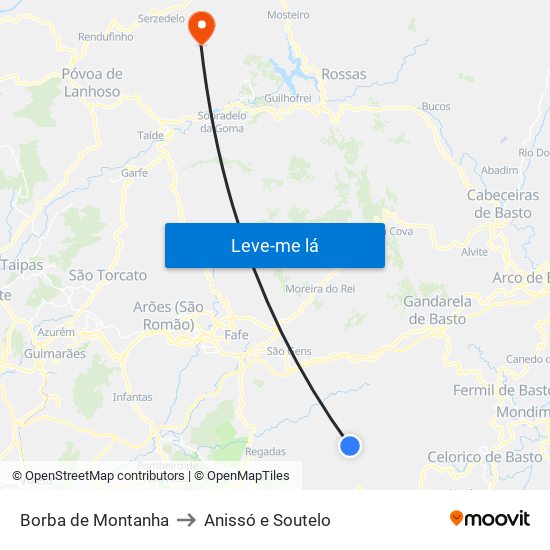 Borba de Montanha to Anissó e Soutelo map