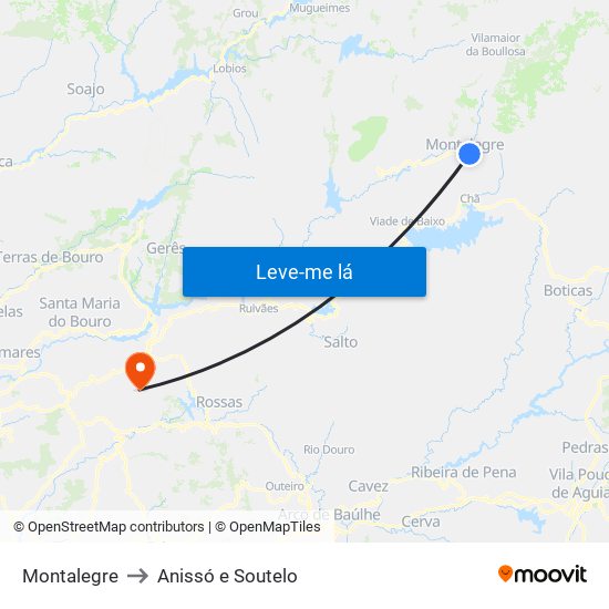 Montalegre to Anissó e Soutelo map