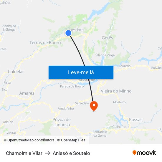 Chamoim e Vilar to Anissó e Soutelo map