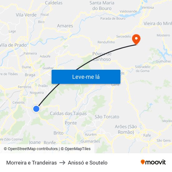 Morreira e Trandeiras to Anissó e Soutelo map