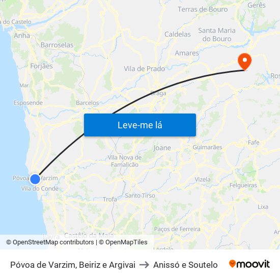 Póvoa de Varzim, Beiriz e Argivai to Anissó e Soutelo map