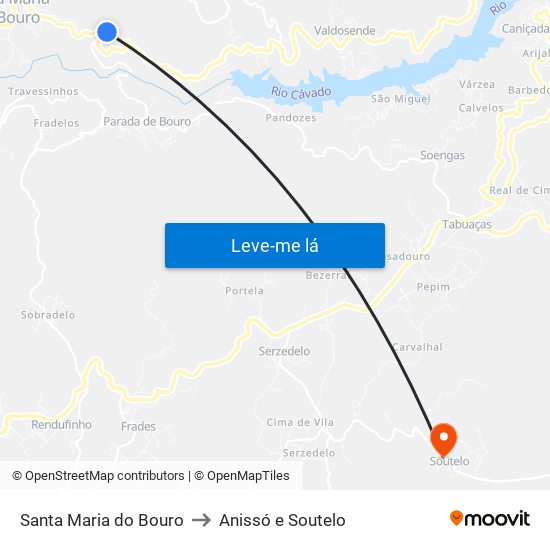 Santa Maria do Bouro to Anissó e Soutelo map
