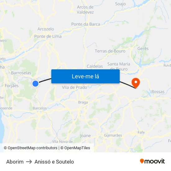 Aborim to Anissó e Soutelo map
