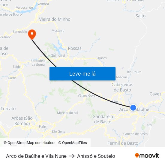 Arco de Baúlhe e Vila Nune to Anissó e Soutelo map