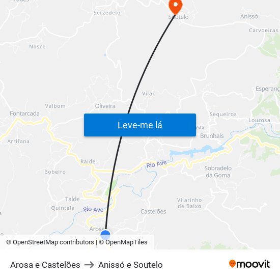Arosa e Castelões to Anissó e Soutelo map