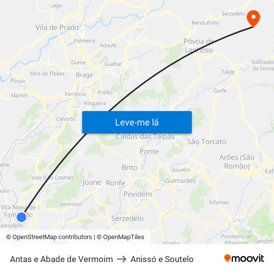 Antas e Abade de Vermoim to Anissó e Soutelo map