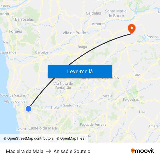 Macieira da Maia to Anissó e Soutelo map