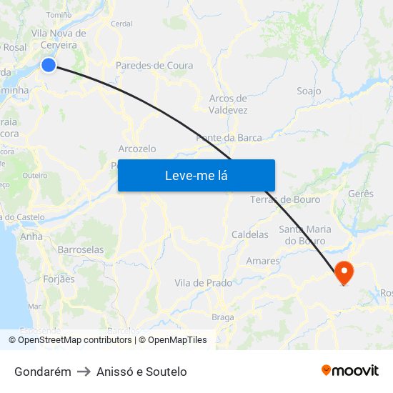 Gondarém to Anissó e Soutelo map