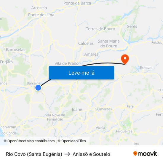 Rio Covo (Santa Eugénia) to Anissó e Soutelo map