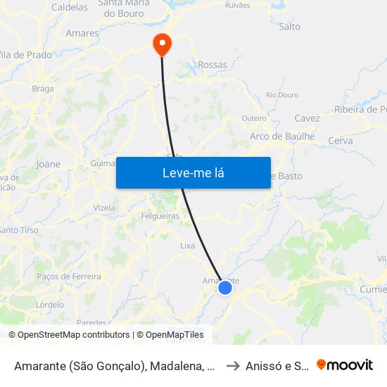 Amarante (São Gonçalo), Madalena, Cepelos e Gatão to Anissó e Soutelo map