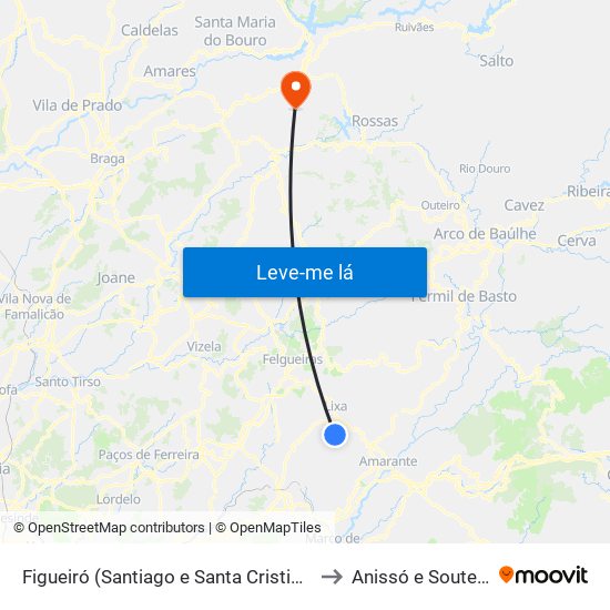 Figueiró (Santiago e Santa Cristina) to Anissó e Soutelo map