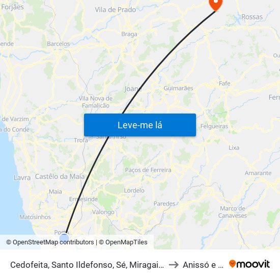 Cedofeita, Santo Ildefonso, Sé, Miragaia, São Nicolau e Vitória to Anissó e Soutelo map