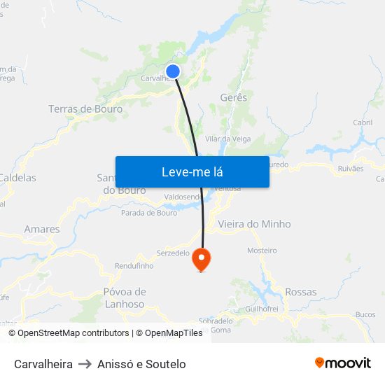 Carvalheira to Anissó e Soutelo map