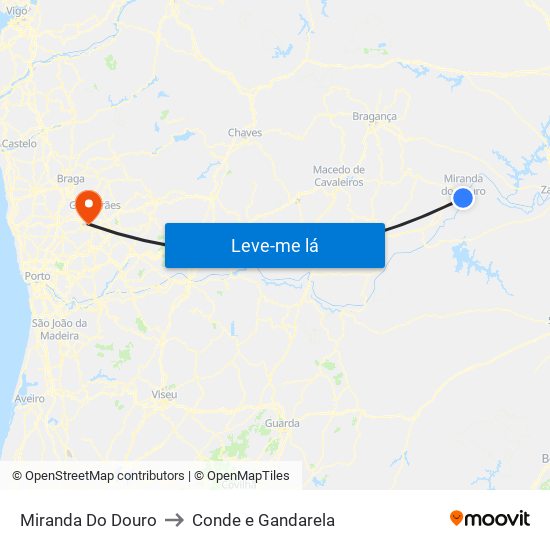 Miranda Do Douro to Conde e Gandarela map