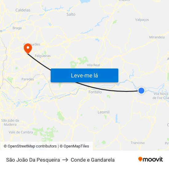 São João Da Pesqueira to Conde e Gandarela map