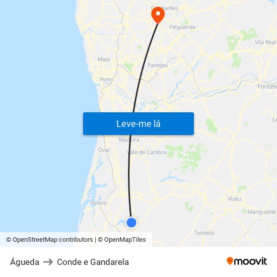 Águeda to Conde e Gandarela map