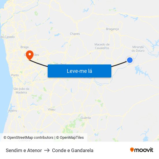 Sendim e Atenor to Conde e Gandarela map