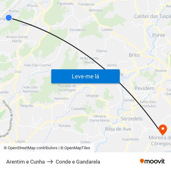 Arentim e Cunha to Conde e Gandarela map