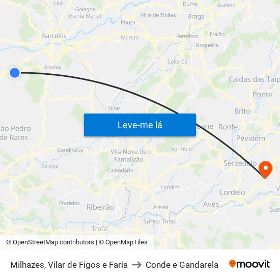 Milhazes, Vilar de Figos e Faria to Conde e Gandarela map