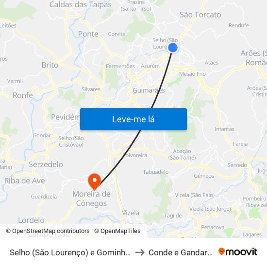 Selho (São Lourenço) e Gominhães to Conde e Gandarela map