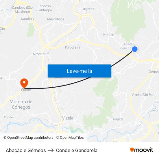 Abação e Gémeos to Conde e Gandarela map