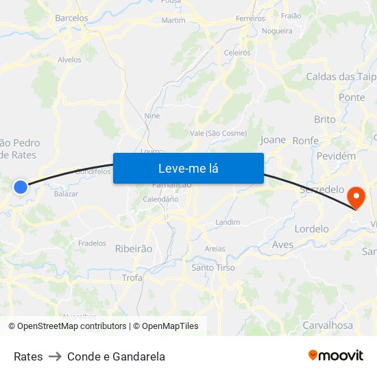 Rates to Conde e Gandarela map