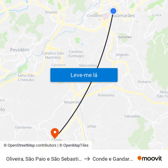 Oliveira, São Paio e São Sebastião to Conde e Gandarela map