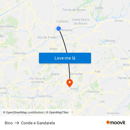 Bico to Conde e Gandarela map