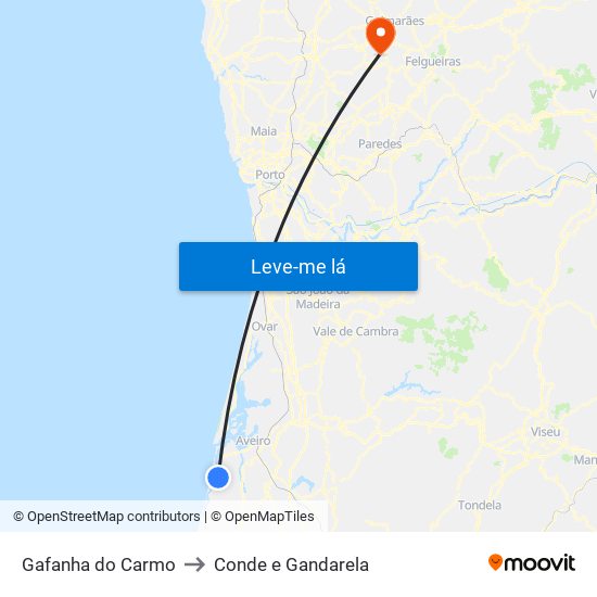 Gafanha do Carmo to Conde e Gandarela map
