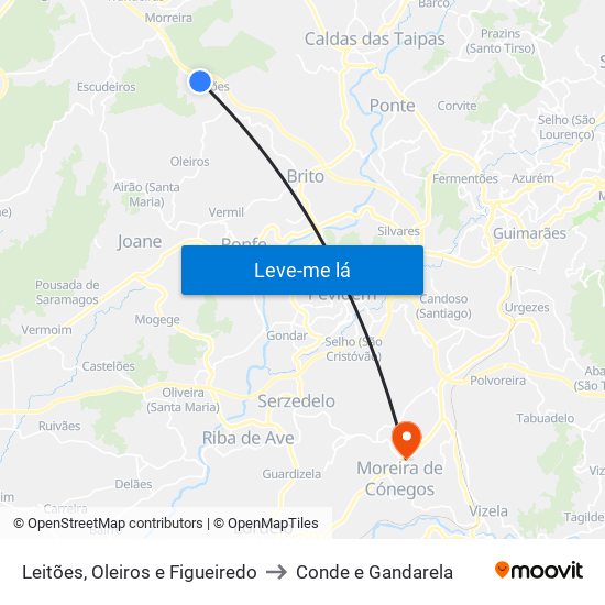 Leitões, Oleiros e Figueiredo to Conde e Gandarela map