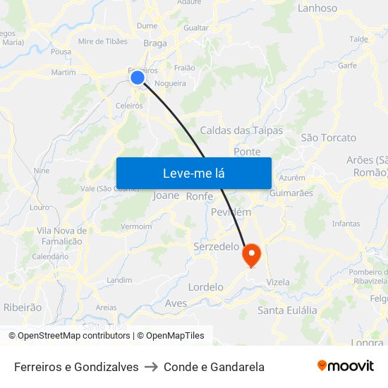 Ferreiros e Gondizalves to Conde e Gandarela map