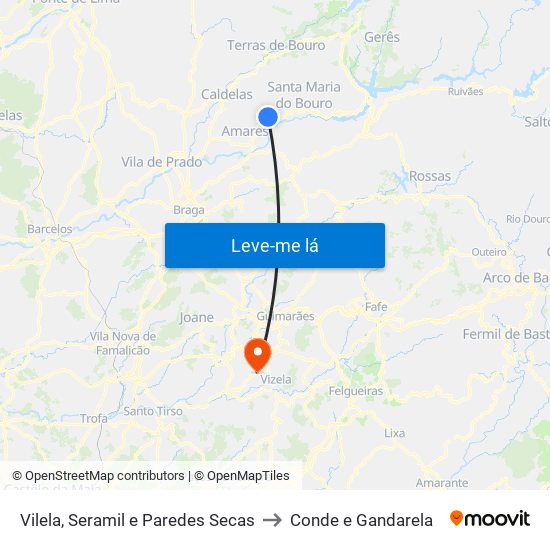 Vilela, Seramil e Paredes Secas to Conde e Gandarela map