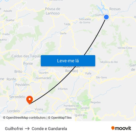 Guilhofrei to Conde e Gandarela map