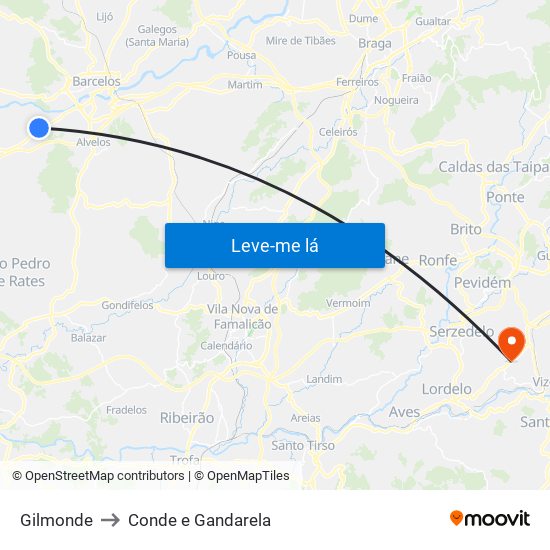 Gilmonde to Conde e Gandarela map