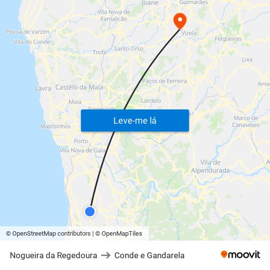 Nogueira da Regedoura to Conde e Gandarela map