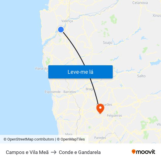 Campos e Vila Meã to Conde e Gandarela map