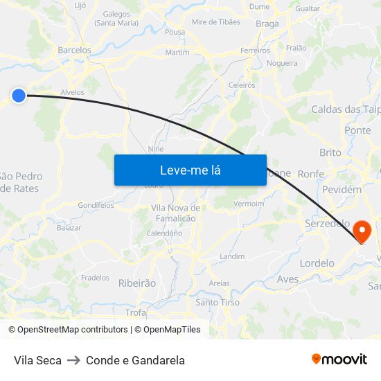 Vila Seca to Conde e Gandarela map