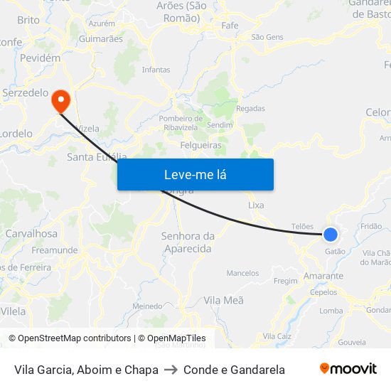 Vila Garcia, Aboim e Chapa to Conde e Gandarela map