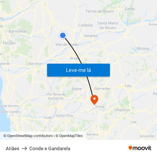 Atiães to Conde e Gandarela map